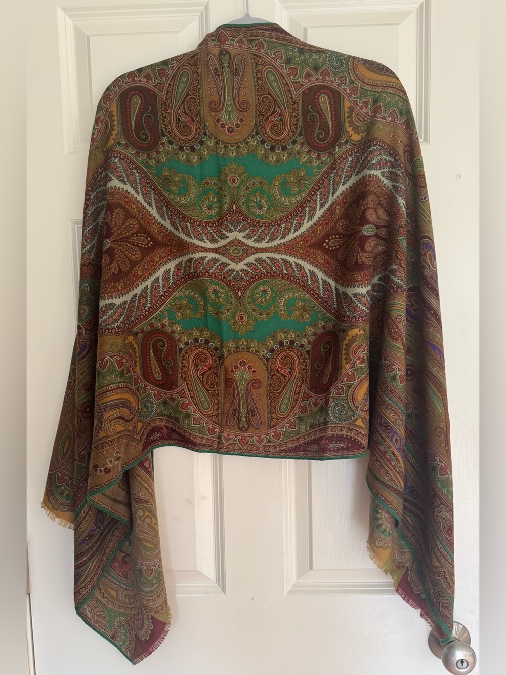 Vintage Etro large iconic vibrant boho wool silk paisley women’s scarf shawl